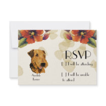 Airedale Terrier ~ Tan Leaves Design Personalized Announcements