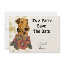 Airedale Terrier ~ Tan Leaves Design Custom Announcements