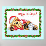 Airedale Terrier Waiting for Santa Poster