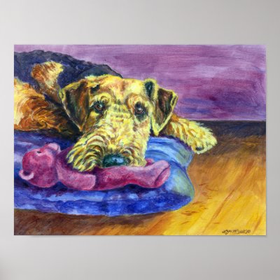 Airedale Terrier Wall Print by Dogartist