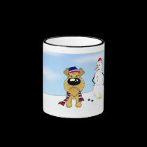 Airedale Terrier Winter Scene mugs
