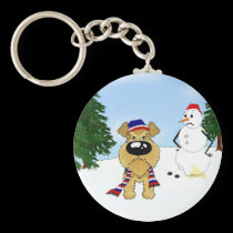 Airedale Terrier Winter Scene keychains