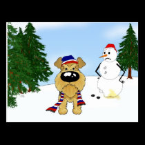 Airedale Terrier Winter Scene postcards