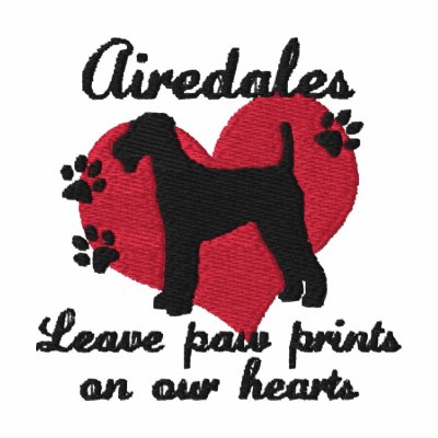 Airedales Leave Paw Prints Embroidered Hoody Airedales Leave Paw Prints Embroidered Hoody