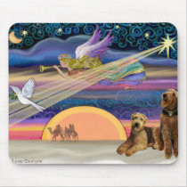 Airedales (two) - Christmas Star mousepads