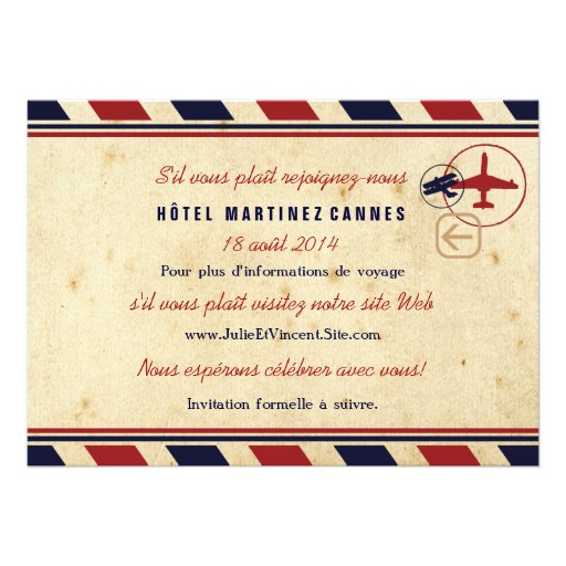 Airline Mariage de Destination Réservez la Date Card