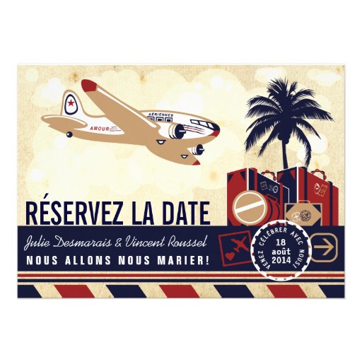 Airline Mariage de Destination Réservez la Date Card