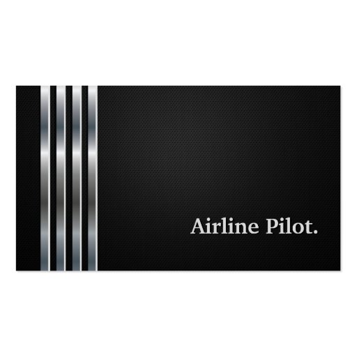 Airline Pilot Professional Black Silver Business Card (front side)