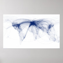 Airline Routes of the World (Blue) - August 2010 Print