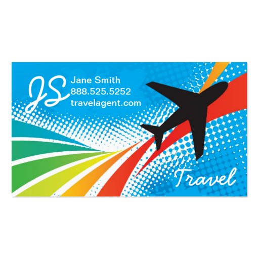 Airline Vacation Travel Abstract Halftone Business Card Template (front side)