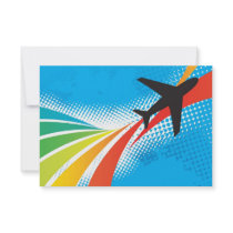 Airline Vacation Travel Abstract Halftone Custom Invitations