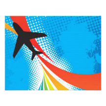 Airline Vacation Travel Abstract Halftone Invitations