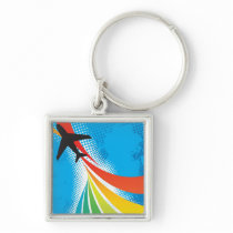Airline Vacation Travel Abstract Halftone Key Chain
