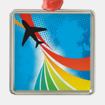 Airline Vacation Travel Abstract Halftone Christmas Ornament