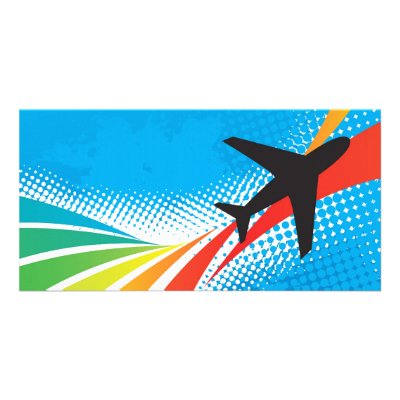 Airline Vacation Travel Abstract Halftone Photo Card by graficallyminded