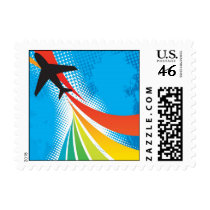 Airline Vacation Travel Abstract Halftone Postage Stamp
