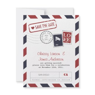 Airmail Card Save the Date Custom Announcements
