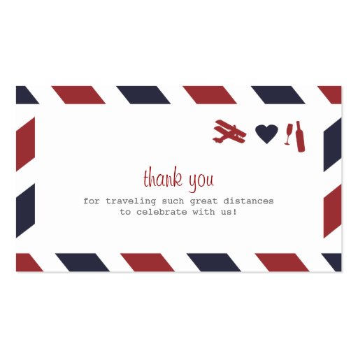Airmail Escort Card Business Card Template (back side)
