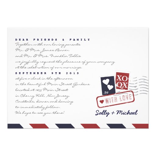 Airmail Love Letter Personalized Note Invitation