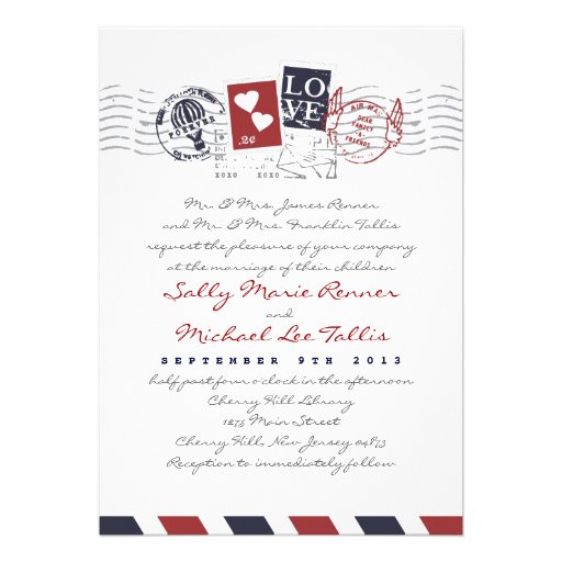 Airmail Stamps Love Letter Wedding Invitation