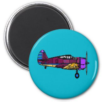 airplane 2 inch round magnet