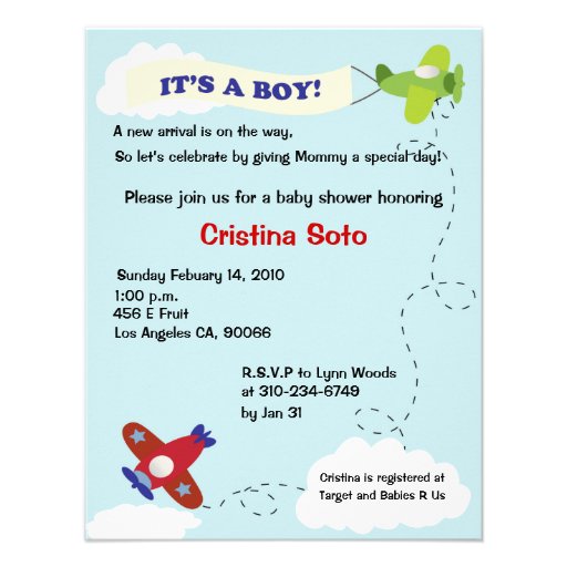 Airplane Arrival Personalized Invitations