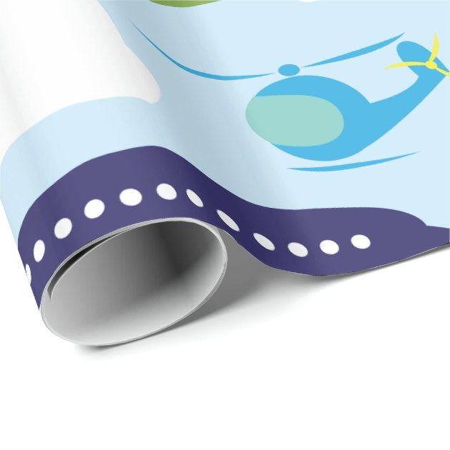 Airplane Aviation Theme Gift Wrap 3/4