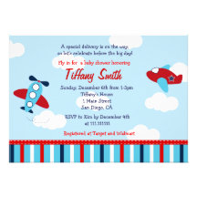Airplane Aviator Baby Boy Baby Shower Invitations