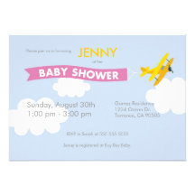 Airplane Baby Shower Custom Invites