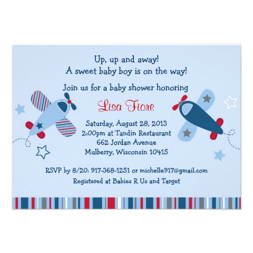 Airplane Baby Shower Invitations