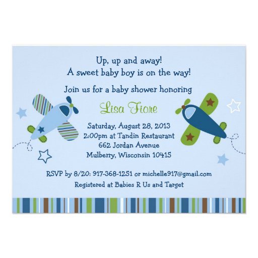 Airplane Baby Shower Invitations