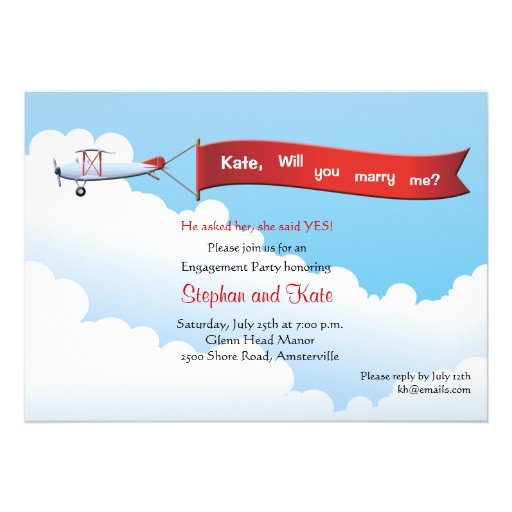Airplane Banner Engagement Party Invitation