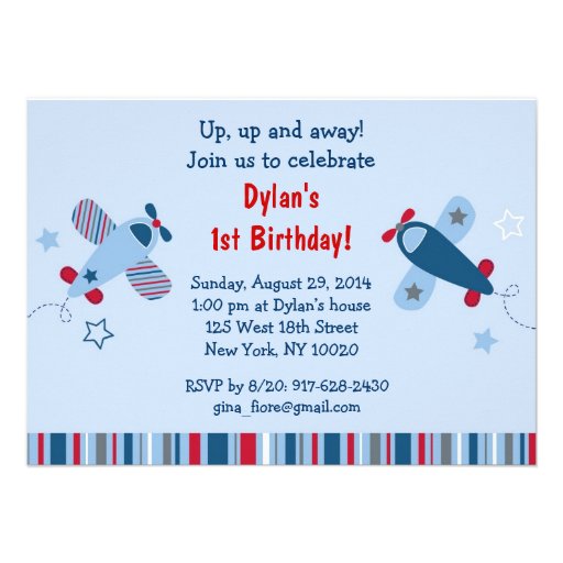 Airplane Birthday Invitations