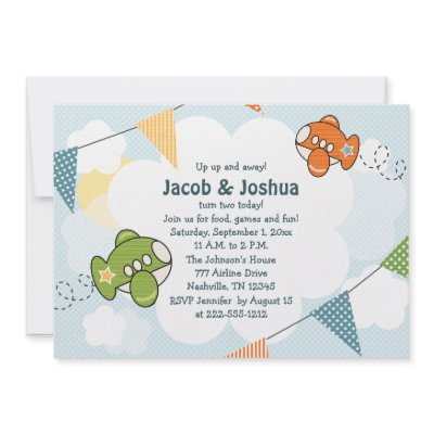 Airplane Birthday Invitations Twins by OccasionInvitations