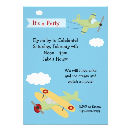 Airplane Birthday Party Invitation