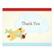 Airplane Birthday Party Invitation Thank You Cards