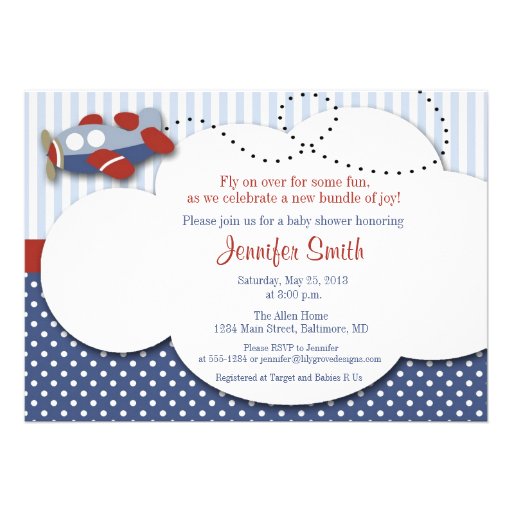 Airplane Cloud 1 Baby Shower Invitation