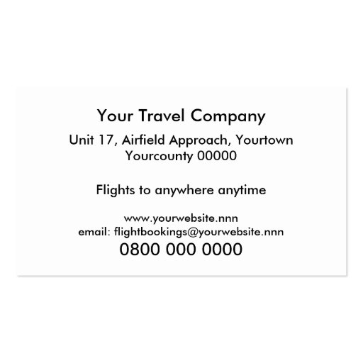 Airplane contrails business card (back side)