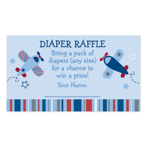 Airplane Diaper Raffle Tickets Business Card (front side)