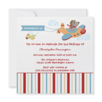 Airplane dog pilot boy's birthday party invitation