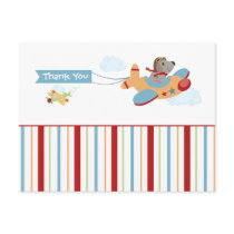 Airplane dog pilot boy's thank you postcard