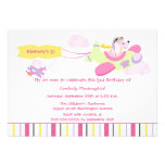 Airplane dog pilot girls birthday party invitation