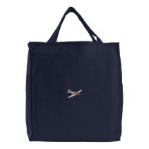 Airplane Embroidered Tote Bag