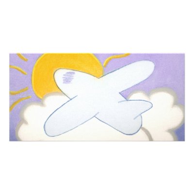 Airplane Flying Home Photo Card Template by adoptiondesigns