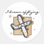 Airplane I Dream of Flying Round Stickers