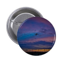 Airplane on multicoloured sky buttons