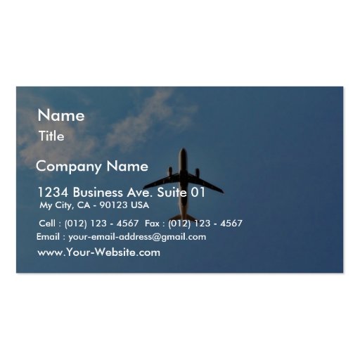 Airplane On Sky Business Card (front side)