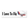 "Airplane Passenger Jet Plane, I Love To Fly… Bump Bumper Stickers