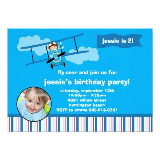 Airplane Pilot Birthday Party Invitation