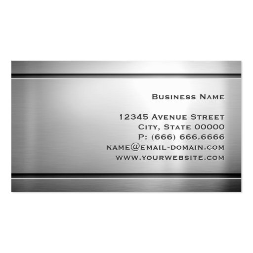 Airplane Pilot - Cool Stainless Steel Metal Business Card (back side)